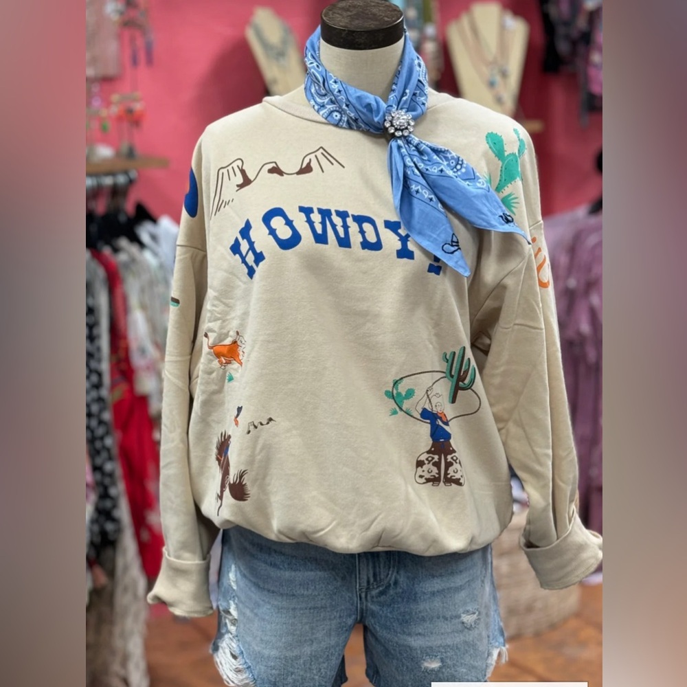Howdy vintage western print crew neck - Picture 4 of 7